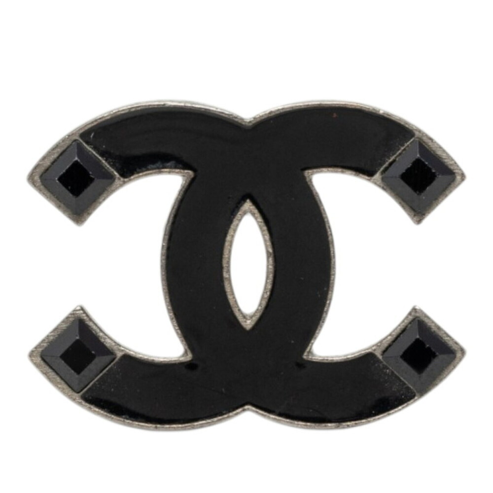 CHANEL Black Logo Brooch